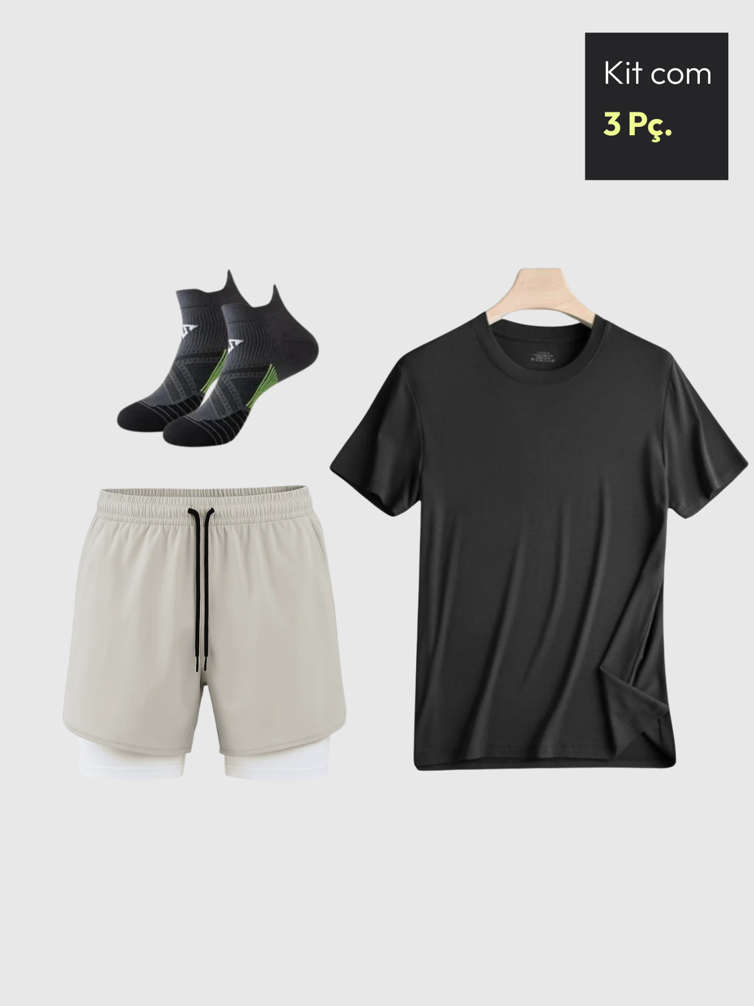 Kit Performance Essencial - Camiseta + Short + Meia