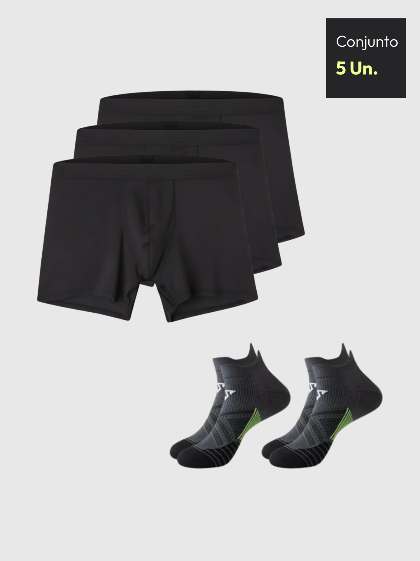 Kit 3x Cuecas Bamboo Fiber Performance + 2x Pares de Meia Running