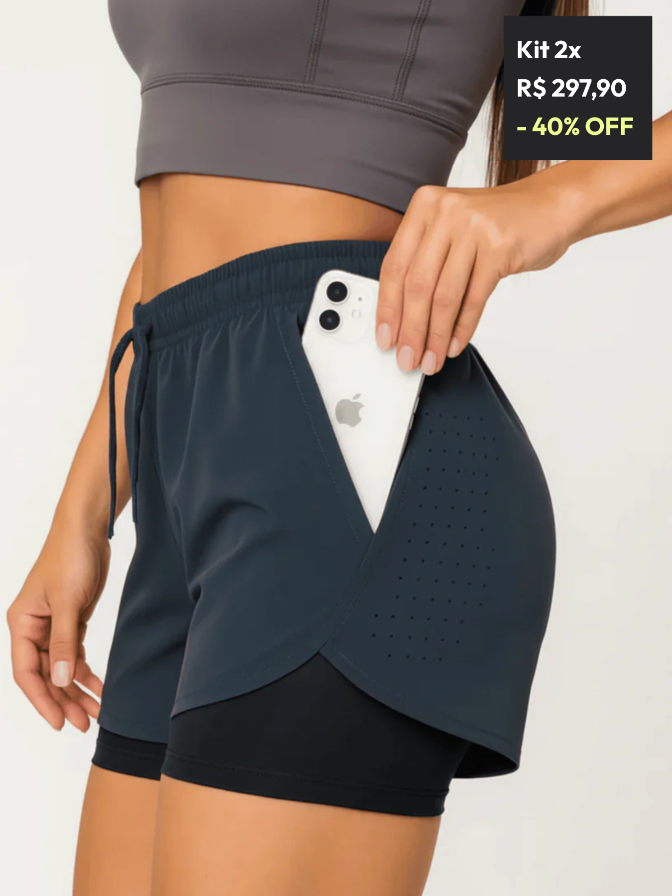 Kit 2 Short Running Feminino
