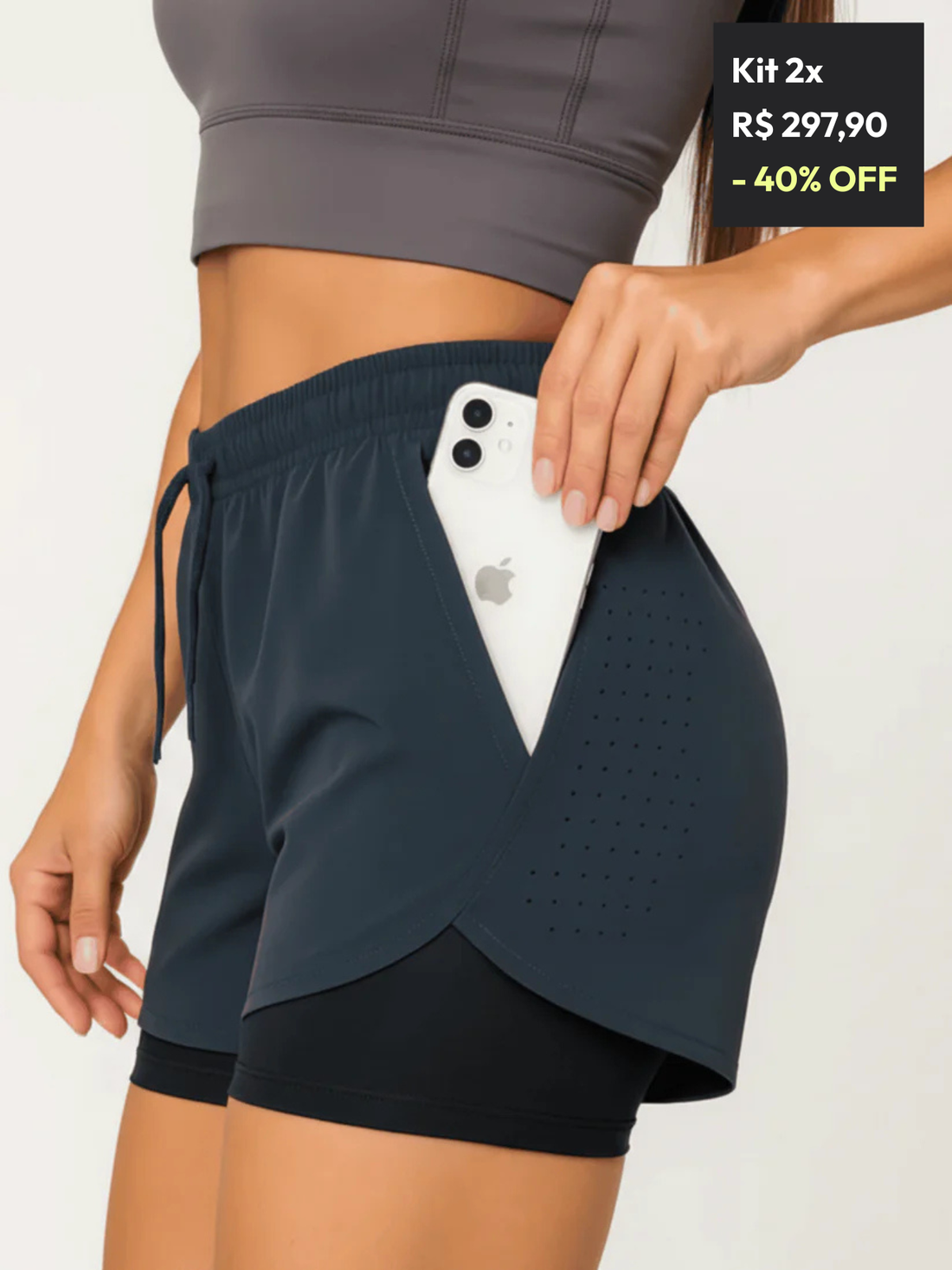 Kit 2 Short Running Feminino